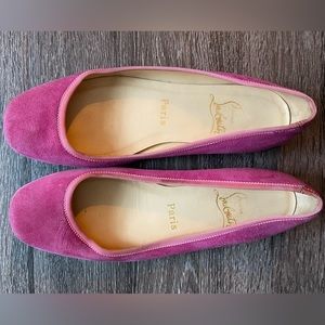 Christian Louboutin Ballet Flats, 37.5, Purple Suede Pink Magenta
